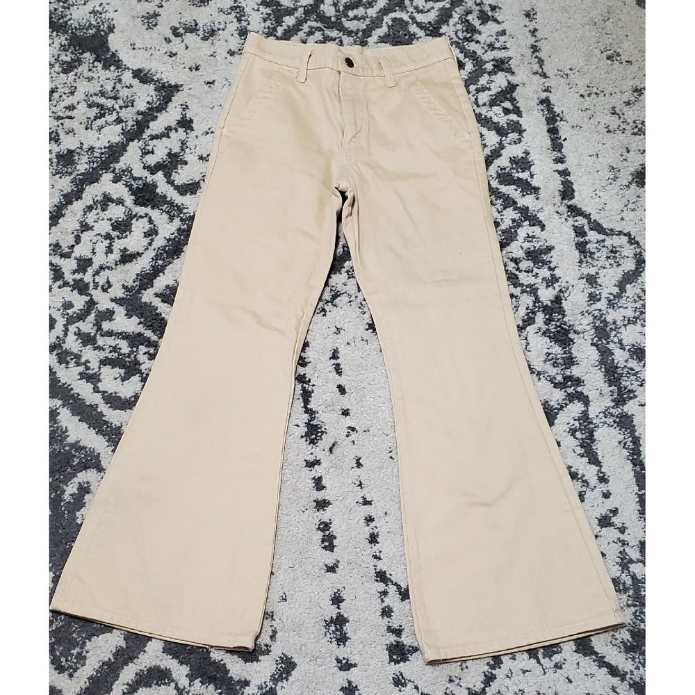 Vtg 1970s Levi's Khaki Brushed Denim Bell Bottoms 27x27 Retro Cowboy